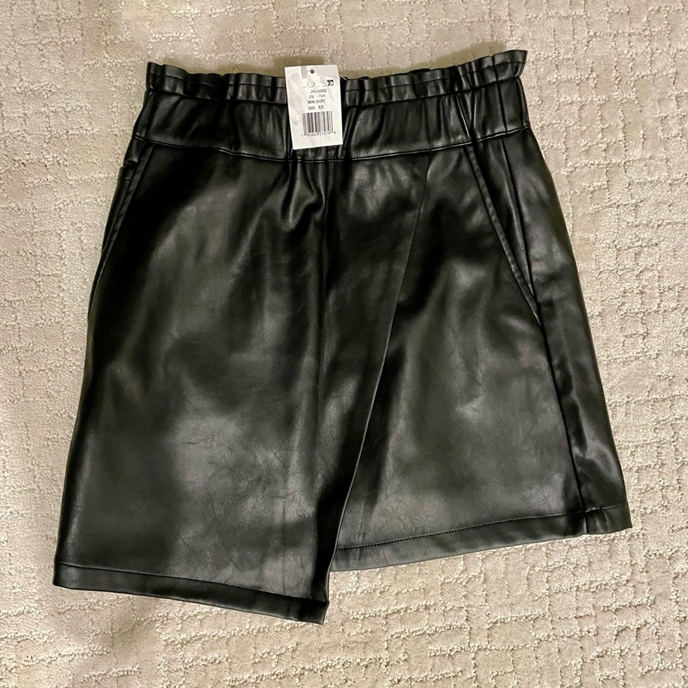 JOE’S JEANS Faux Leather Wrap Mini Skirt